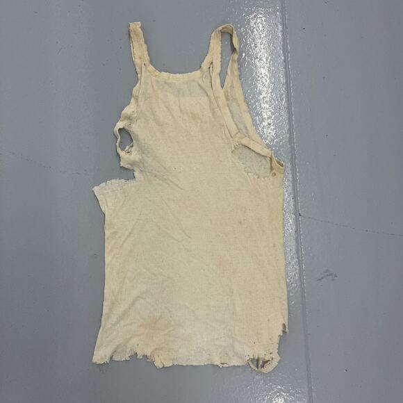 Vintage 50s 60s Hanes White Distressed Cotton Tank Top - Picture 2 of 3